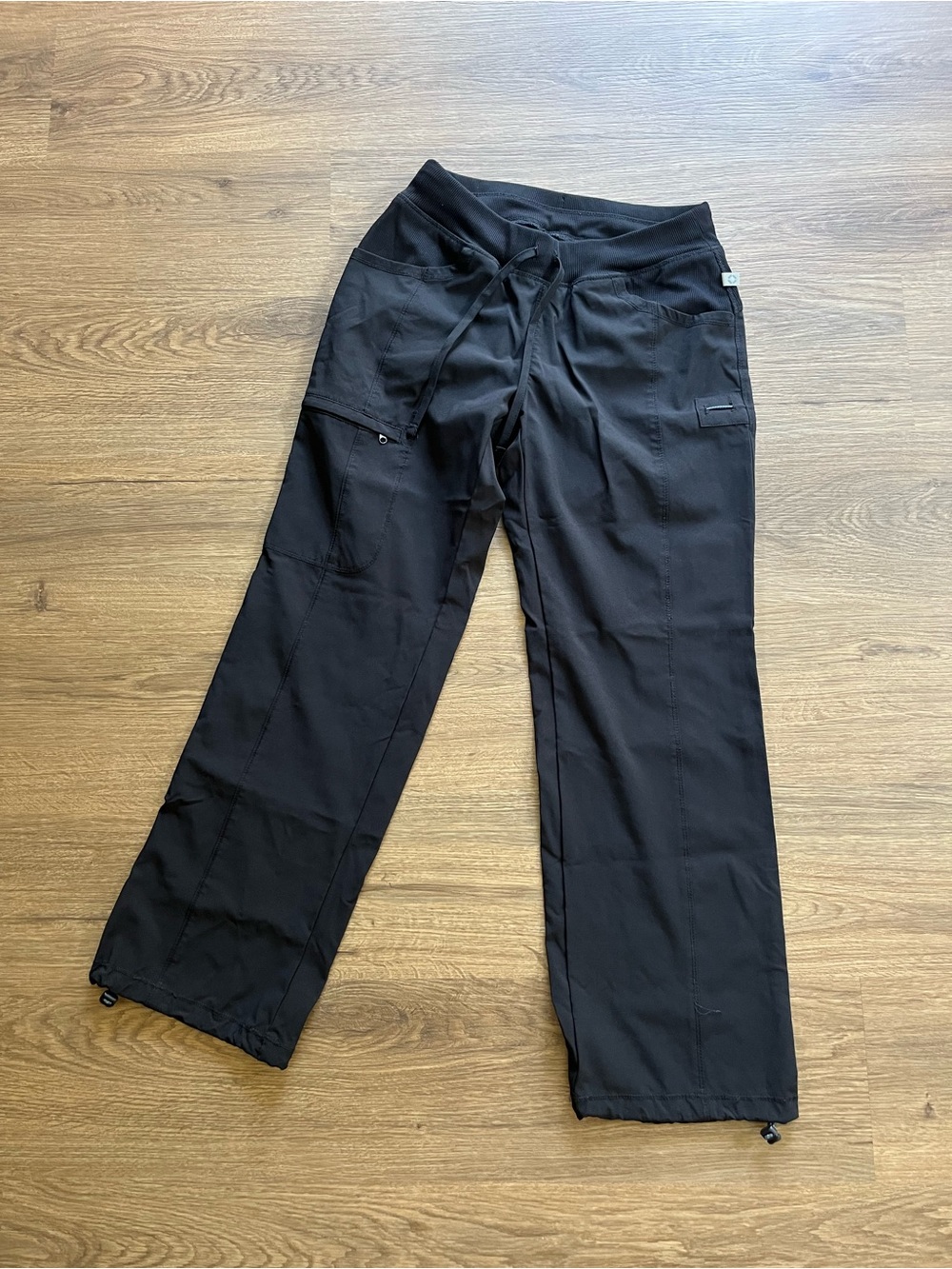 Women’s Black Cargo Scrub Pants with Drawstring Waist